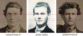 Comparison photo of Jesse James and the Spencer faces